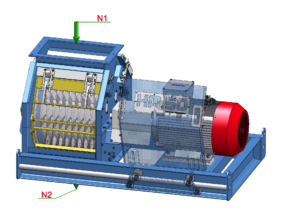 Hammermühle HM.50 zur Zerkleinerung von Biomasse mit elektrischem Antrieb, integriertem Siebkorb und kompakter Stahlkonstruktion