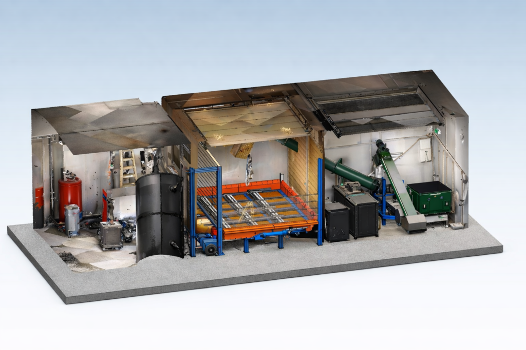 Kombination aus 3D-Laserscan und CAD-Modell zur Planung des CSB Compact Sliding Bunker in einer Bestandsanlage